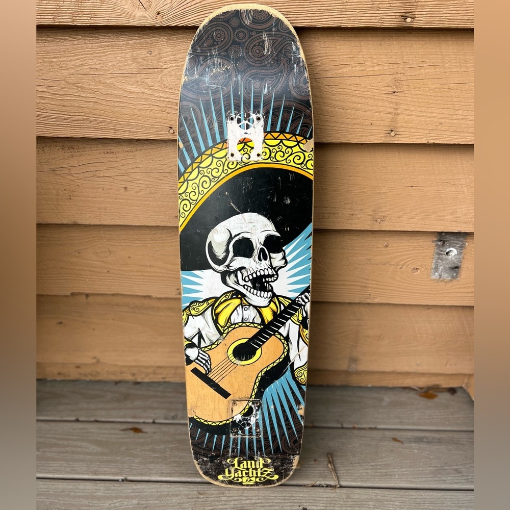 Landyachtz Skateboard Deck 8x35 – Day of the Dead Skeleton Guitar Art Wall Decor